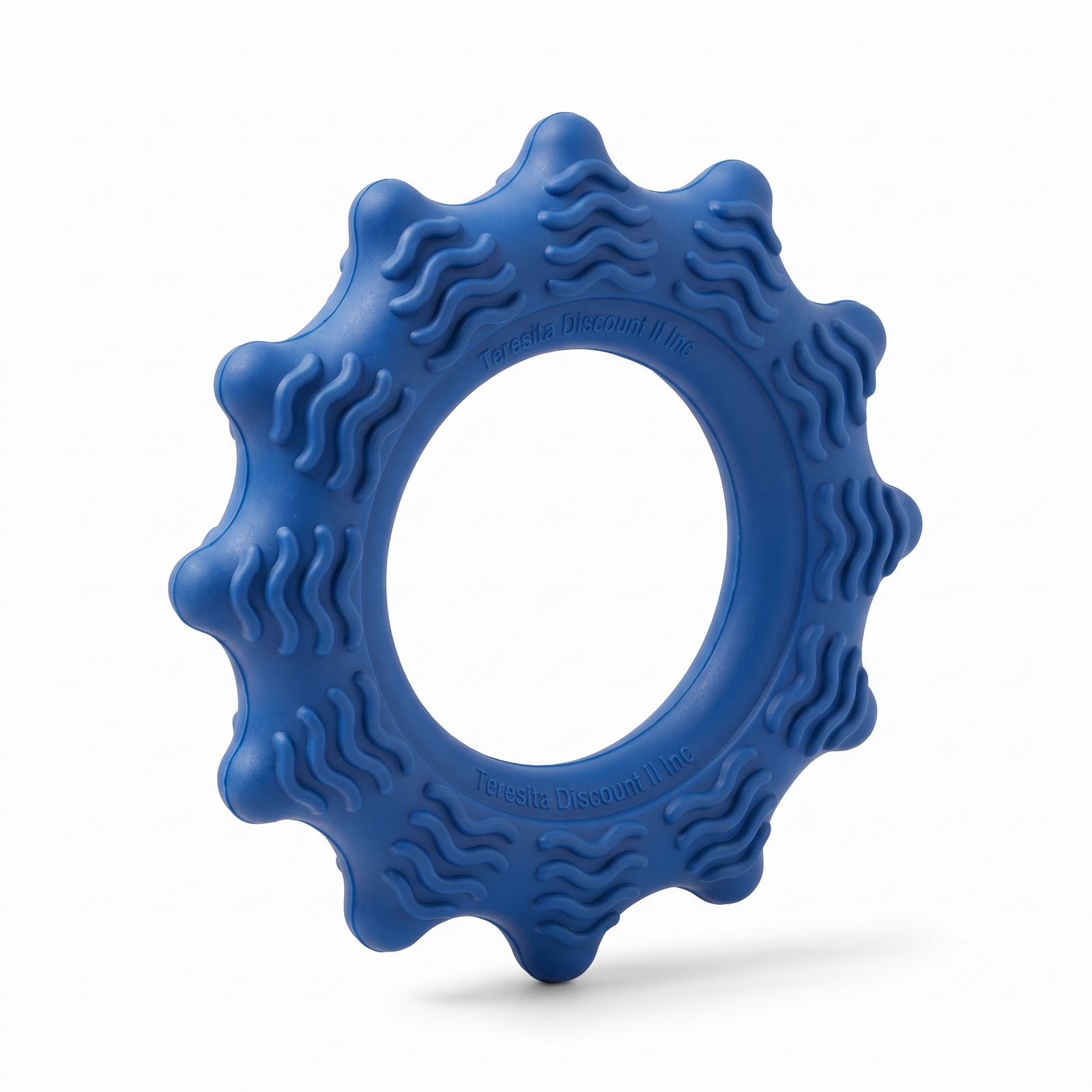 Teresita Discount II Inc Heavy-Duty Textured Rubber Ring Dog Chew Toy - Blue - Image 2