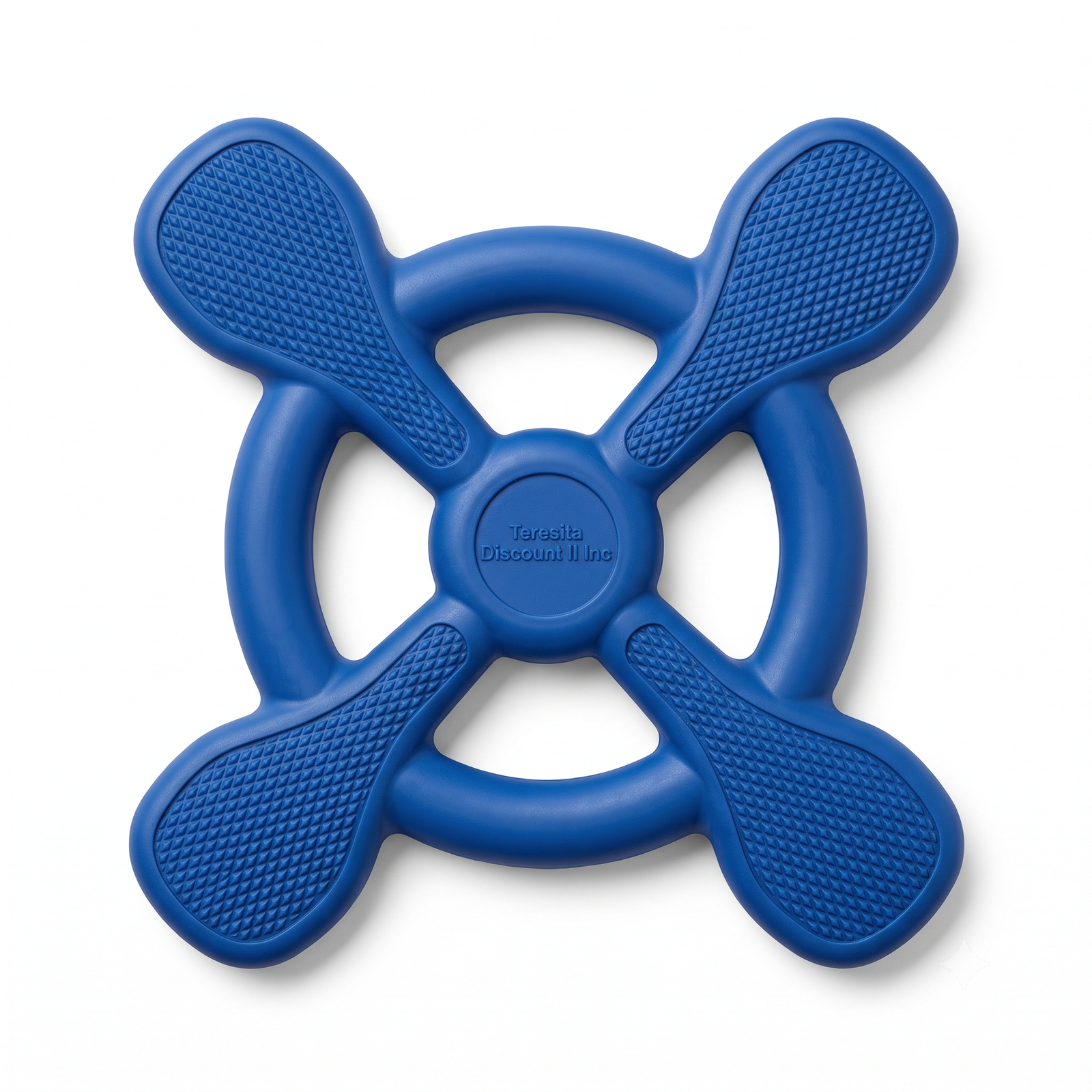 Teresita Discount II Inc Heavy-Duty 4-Way Rubber Dog Chew Toy - Blue