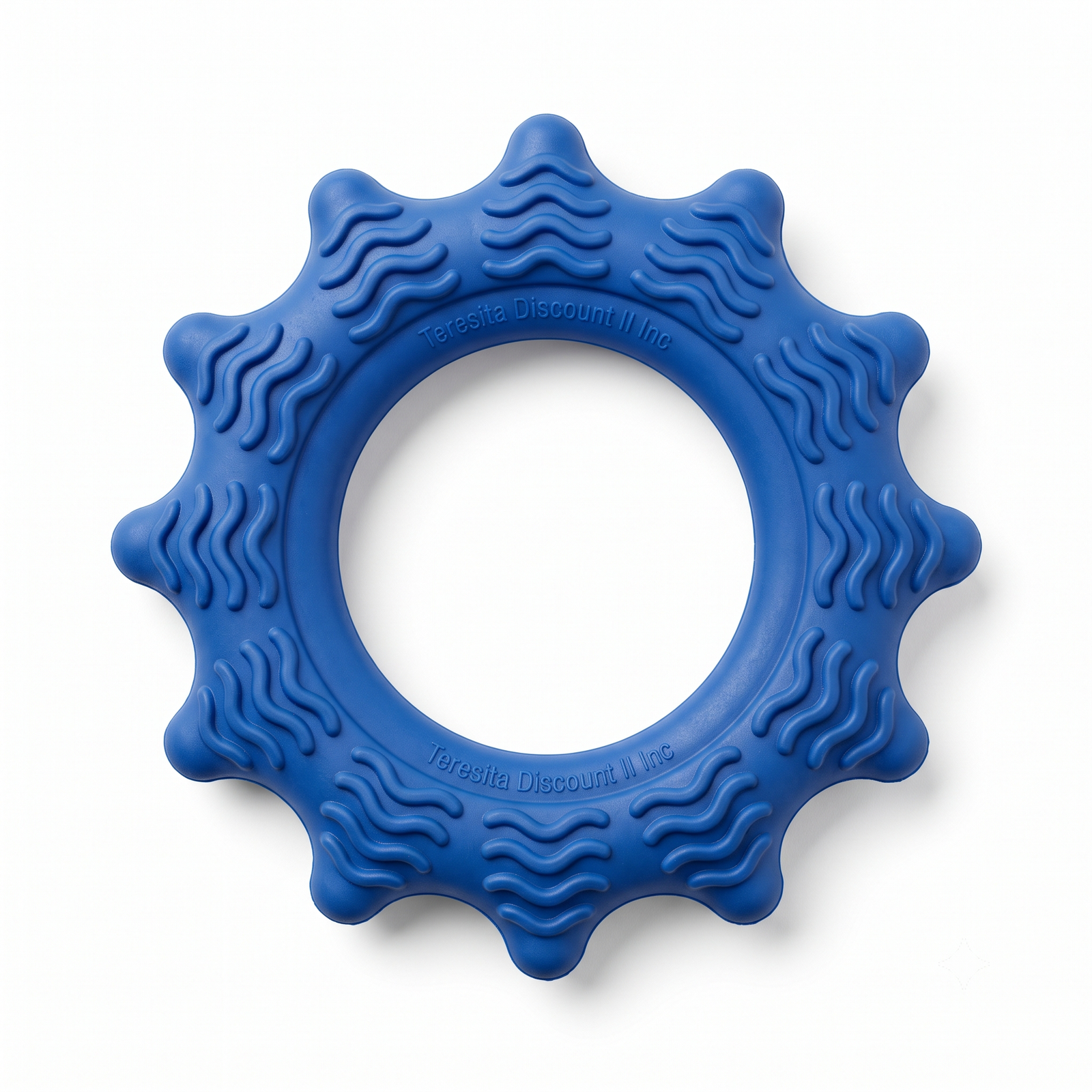 Teresita Discount II Inc Heavy-Duty Textured Rubber Ring Dog Chew Toy - Blue