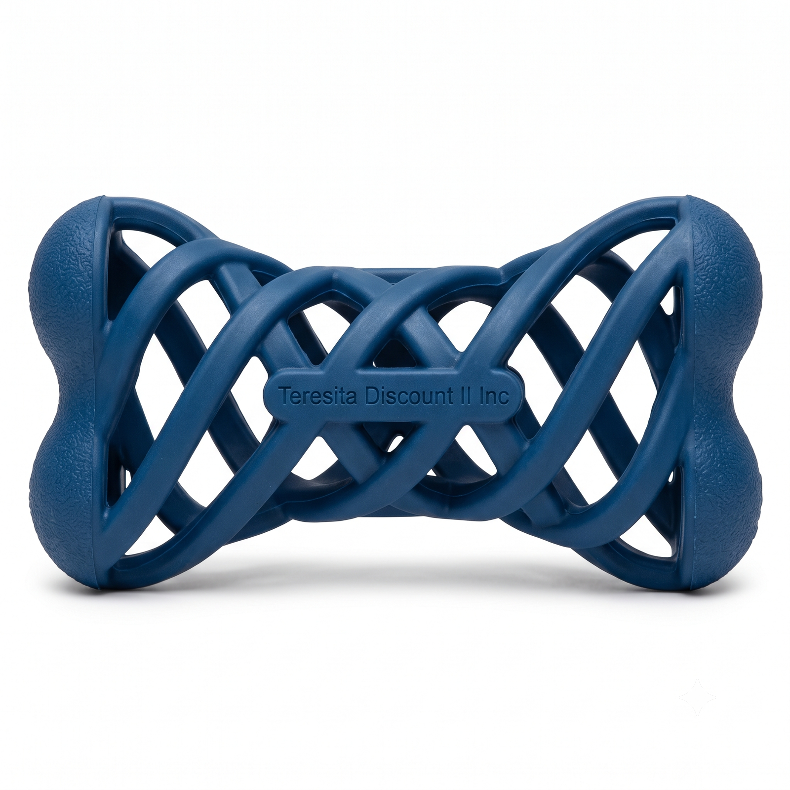 Teresita Discount II Inc Heavy-Duty Woven Rubber Dog Chew Toy & Teething Bone - Blue
