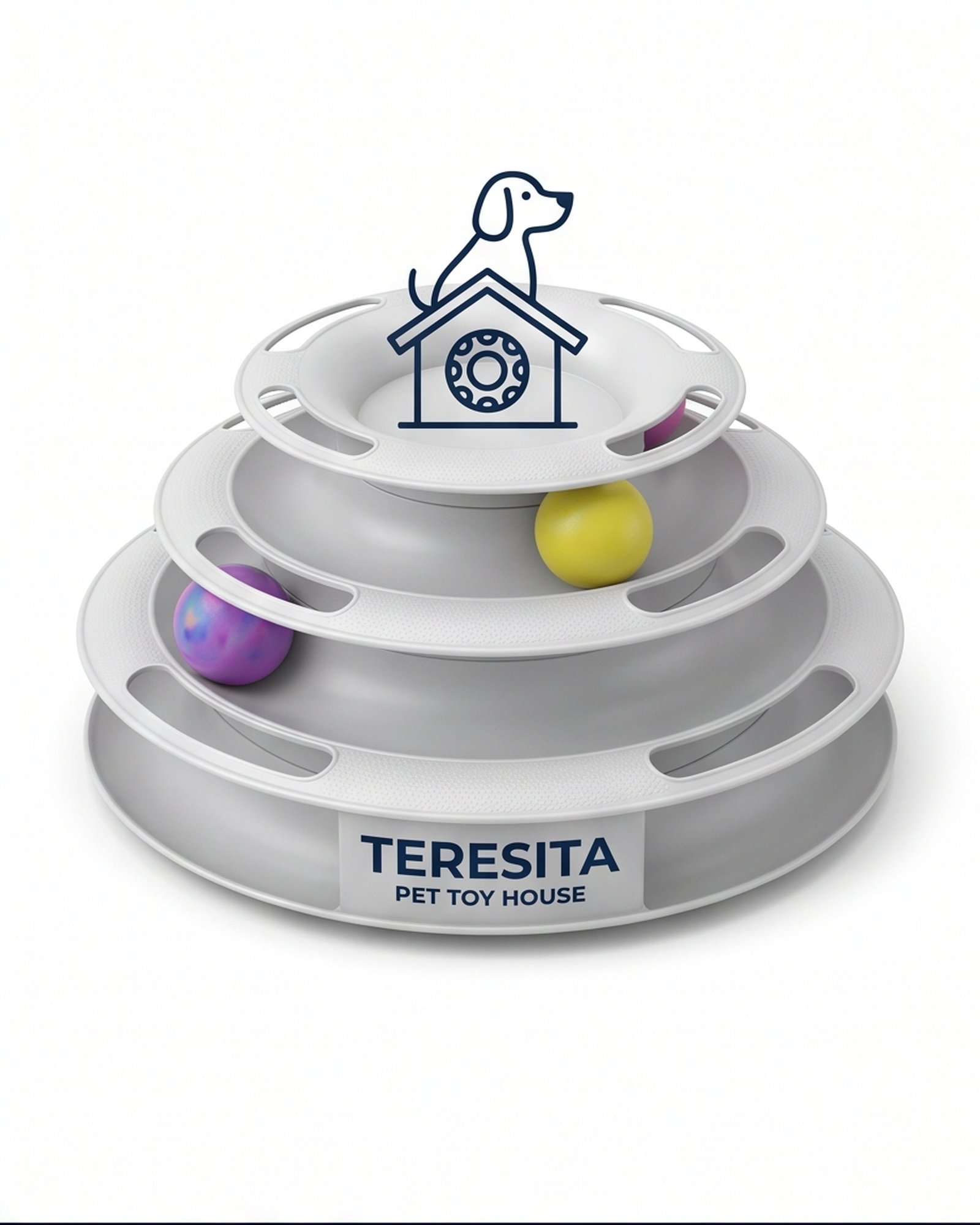 Teresita Discount II Inc Three-Tier Ball Track Dog Toy - Gray - Image 2