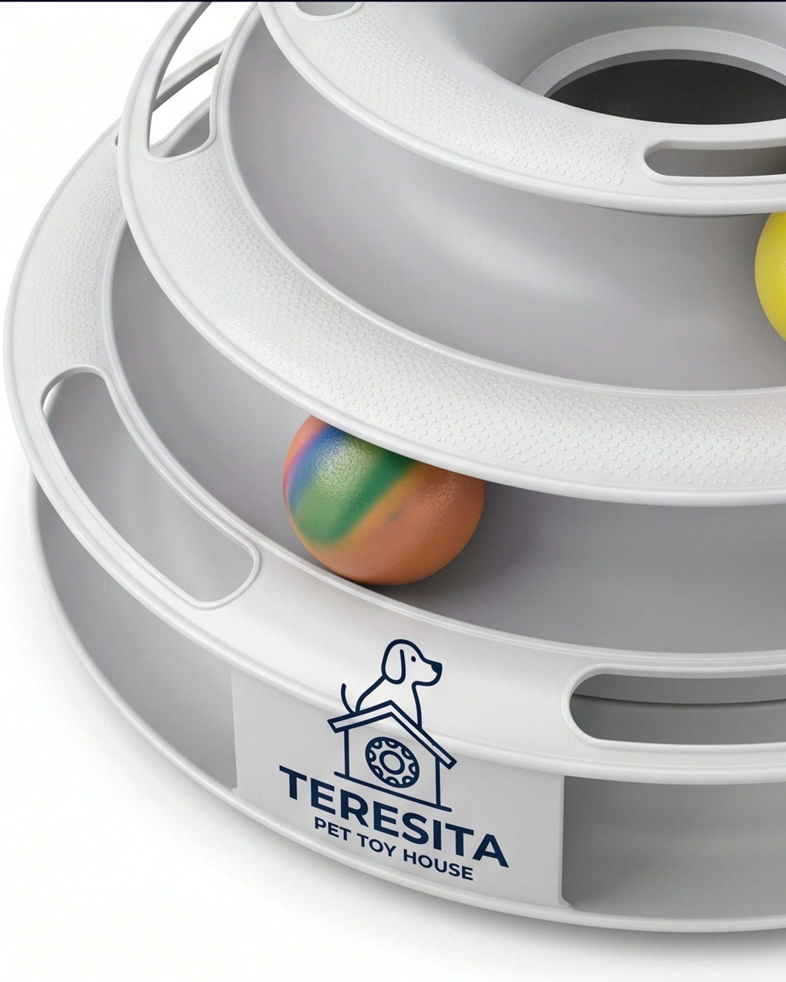 Teresita Discount II Inc Three-Tier Ball Track Dog Toy - Gray - Image 4