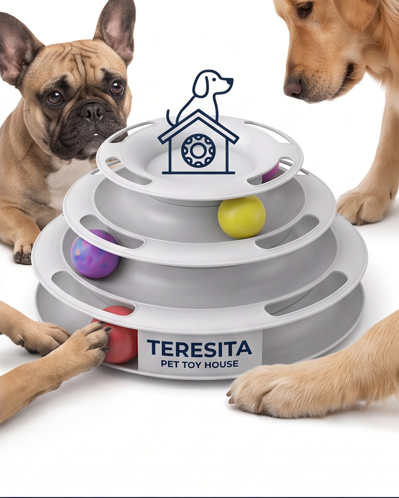 Teresita Discount II Inc Three-Tier Ball Track Dog Toy - Gray - Image 6