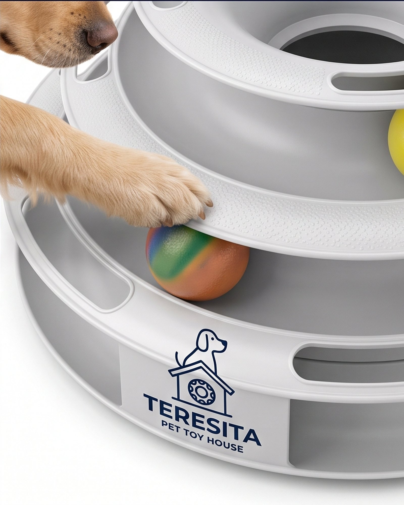 Teresita Discount II Inc Three-Tier Ball Track Dog Toy - Gray - Image 8